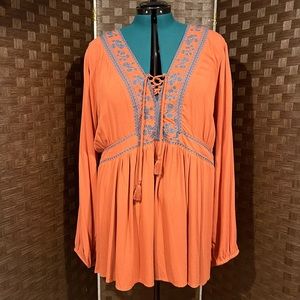 Torrid Orange Peasant Top
